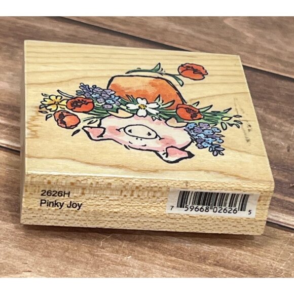 Penny Black Pinky Joy Pig Rubber Stamp ON Wood Block BY MARGARET SHERRY 2626H - Picture 4 of 6